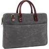 ONA The Kingston 15" Laptop Briefcase Waxed Cotton with Leather Accents (Smoke)