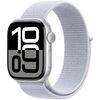 Apple Watch Series 10 [GPS 46mm case] Smartwatch with Silver Aluminium Case with Blue Cloud Sport Loop. Fitness Tracker, ECG App, Always-On Retina Display, Carbon Neutral, Velicina sata: 46mm case + Medium/Large band, Color: Silver Aluminium Case with Blue Cloud Sport Loop