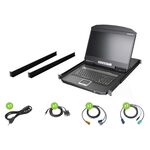 Iogear Widescreen Short Depth 8-Port LCD KVM Switch w/8x USB KVM cables