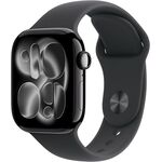 Apple Watch Series 11 [GPS 42mm] Smartwatch with Jet Black Aluminum Case with Black Sport Band - S/M. Sleep Score, Fitness Tracker, Health Monitoring, Always-On Display, Water Resistant