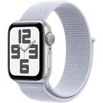 Apple Watch SE (2nd Gen) [GPS 40mm] Smartwatch with Silver Aluminum Case with Blue Cloud Sport Loop One Size. Fitness and Sleep Trackers, Crash Detection, Heart Rate Monitor, Carbon Neutral
