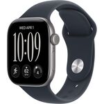 Apple Watch Series 12 GPS 42mm Smartwatch Space Gray Aluminum Case, Navy Blue Sport Band - S/M. Health + Fitness + Sleep Tracking, Heart Rate, Safety