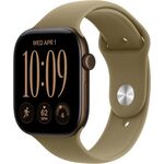 Apple Watch Series 12 GPS 46mm Smartwatch Dark Bronze Aluminum Case, Olive Sport Band - M/L. Health + Fitness + Sleep Tracking, Heart Rate, Safety