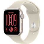 Apple Watch SE 3 GPS 44mm Smartwatch Starlight Aluminum Case, Sand Sport Band - M/L. Fitness + Sleep + Cycle Tracking, Heart Rate, Vitals, Safety