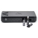 Revolabs Fusion 8-Channel Telephony Hybrid with Wireless Microphone System, Tabletop Dialer, and Gold revoCARE