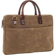 ONA The Kingston 15" Laptop Briefcase Waxed Cotton with Leather Accents (Field Tan)