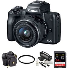 Top ponuda Canon EOS M50 Mirrorless Digital Camera with 15-45mm Lens and Accessory Kit (Black) - LaptopPlaza uvoz i distribucija laptopova, projektora i druge IT opreme