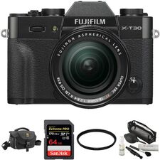 FUJIFILM X-T30 Mirrorless Digital Camera with 18-55mm Lens and Accessories Kit (Black)