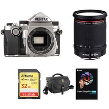 Pentax KP DSLR Camera with 16-85mm Lens and Accessories Kit (Silver)