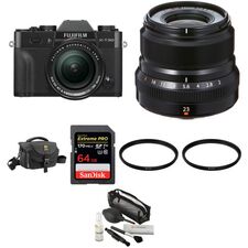 FUJIFILM X-T30 Mirrorless Digital Camera with 18-55mm and 23mm f/2 Lenses and Accessories Kit (Black)