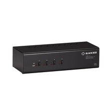 Black Box KVM Switch - 4-Port, Dual-Monitor, Mixed DisplayPort 1.2 and HDMI 2.0, 4K 60Hz, USB 3.1 Hub, Audio