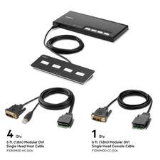 Belkin 4-Port Single Head DVI Modular Secure KVM Switch PP4.0 W/Remote