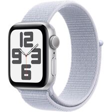 Apple Watch SE (2nd Gen) [GPS 40mm] Smartwatch with Silver Aluminum Case with Blue Cloud Sport Loop One Size. Fitness and Sleep Trackers, Crash Detection, Heart Rate Monitor, Carbon Neutral, Velicina sata: 40mm Case + Small/Medium band, Color: Silver Aluminum Case with Blue Cloud Sport Loop