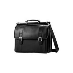 Samsonite Leather Dowel Flapover Business Case (Black)