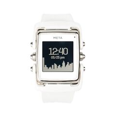MetaWatch M1 Color Smartwatch (White/Stainless Steel, White Rubber Strap)