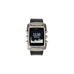 MetaWatch M1 Core Smartwatch (Stainless Steel, Black Leather Strap)