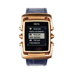 MetaWatch M1 Limited Smartwatch (Rose Gold, Blue Leather Strap)