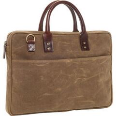 ONA The Kingston 15" Laptop Briefcase Waxed Cotton with Leather Accents (Field Tan)