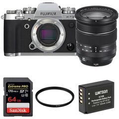 FUJIFILM X-T3 Mirrorless Digital Camera with 16-80mm Lens and Accessories Kit (Silver)