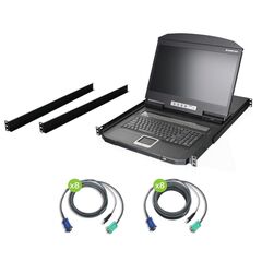 Iigear Widescreen Short Depth 16-Port LCD KVM Switch w/16x USB KVM Cables