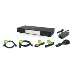 Iogear 4-Port 4K Dual View KVMP Switch with HDMI Connection, USB 3.0 Hub, and Audio (TAA)