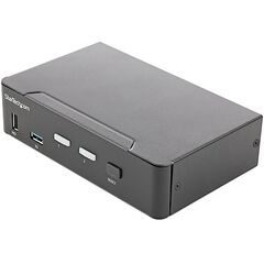 Startech 2 Port HDMI KVM Switch with 2 Port USB 3.0 Hub 5Gbps - Hotkey/Push Button - Ultra HD 4K 60Hz HDR10 HDMI 2.0 (3840x2160) - HDCP 2.2 - EDID, HDCP Emulation - Front Facing USB 3.0 Port - 4x USB HID - 2 or 7.1ch Audio - OS Independent - 2 Year Warr