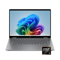 HP - OmniBook X Flip 2-in-1 - Copilot+ PC - 14" 2K Touch-Screen Laptop - AMD Ryzen AI 5 - 16GB Memory - 512GB SSD - Meteor Silver