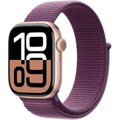 Apple Watch Series 10 [GPS 42mm case] Smartwatch with Rose Gold Aluminium Case with Plum Sport Loop. Fitness Tracker, ECG App, Always-On Retina Display, Carbon Neutral, Velicina sata: 42mm case + Small/Medium band, Color: Rose Gold Aluminium Case with Plum Sport Loop