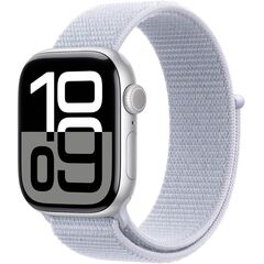 Apple Watch Series 10 [GPS 46mm case] Smartwatch with Silver Aluminium Case with Blue Cloud Sport Loop. Fitness Tracker, ECG App, Always-On Retina Display, Carbon Neutral, Velicina sata: 46mm case + Medium/Large band, Color: Silver Aluminium Case with Blue Cloud Sport Loop