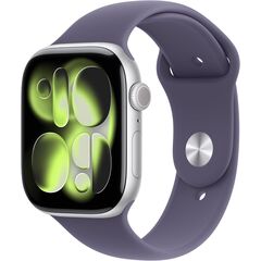 Apple Watch Series 11 [GPS 46mm] Smartwatch with Silver Aluminum Case with Purple Fog Sport Band - M/L. Sleep Score, Fitness Tracker, Health Monitoring, Always-On Display, Water Resistant, Velicina sata: 46mm case + Medium/Large band, Color: Silver Aluminum Case w/ Purple Fog Sport Band