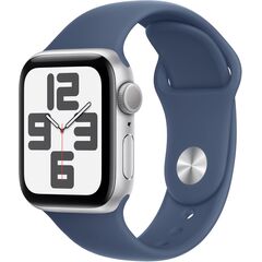 Apple Watch SE (2nd Gen) [GPS 40mm] Smartwatch with Silver Aluminum Case with Denim Sport Band S/M. Fitness and Sleep Trackers, Crash Detection, Heart Rate Monitor, Retina Display, Velicina sata: 40mm Case + Small/Medium band, Color: Silver Aluminum Case with Denim Sport Band