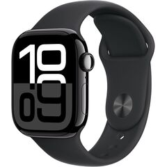 Apple Watch Series 10 [GPS 42mm case] Smartwatch with Jet Black Aluminium Case with Black Sport Band - S/M. Fitness Tracker, ECG App, Always-On Retina Display, Water Resistant, Velicina sata: 42mm case + Small/Medium band, Color: Jet Black Aluminium Case with Black Sport Band