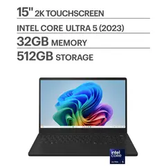 LG - gram Book 15" Touch-Screen Laptop FHD Intel Core Ultra 5 115U Processor with 32GB RAM - 512GB SSD - Titan Black