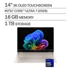HP - OmniBook Ultra - 14" 3K OLED Touchscreen Laptop - Intel Core Ultra 7 (2026) - 16GB Memory - 1TB SSD - Copilot+ PC - Silk Sand
