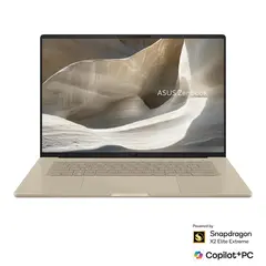 ASUS - Zenbook A16 16" 3K OLED Touch Screen Laptop - Snapdragon X2 Elite Extreme (2026) - 48GB RAM - 512GB SSD - Copilot+ PC - Zabriskie Beige