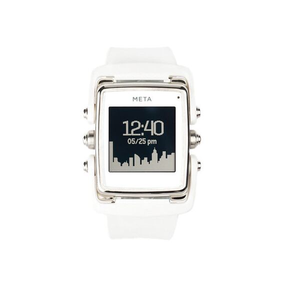 MetaWatch M1 Color Smartwatch (White/Stainless Steel, White Rubber Strap)