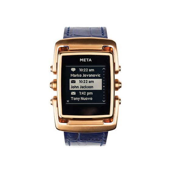 MetaWatch M1 Limited Smartwatch (Rose Gold, Blue Leather Strap)