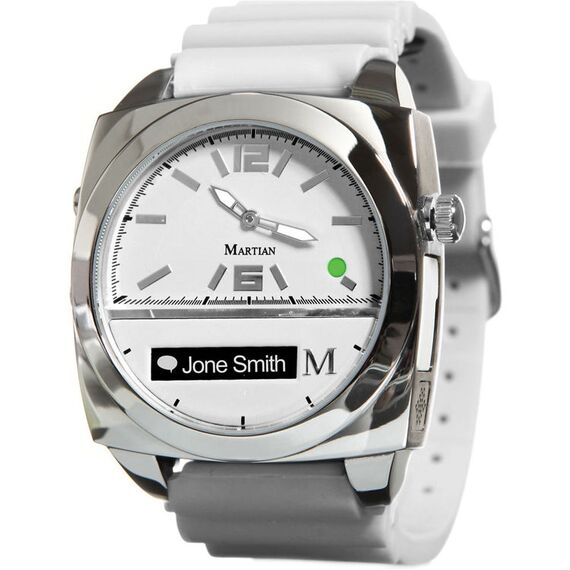Martian Watches Victory Watch (White Back Plate, Silver Case, & White Band)