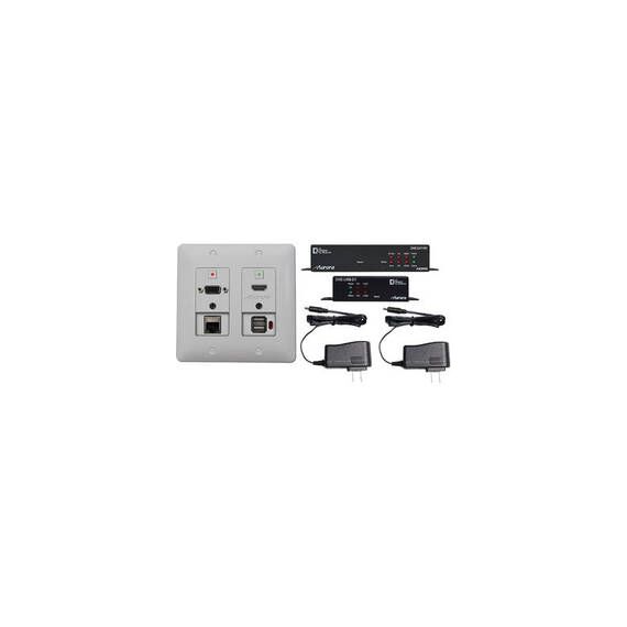 Aurora Multimedia DXW-2EUH Wall Plate with HDBaseT & USB CAT Extenders (White)