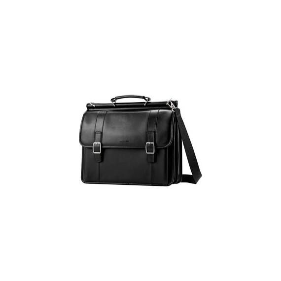 Samsonite Leather Dowel Flapover Business Case (Black)