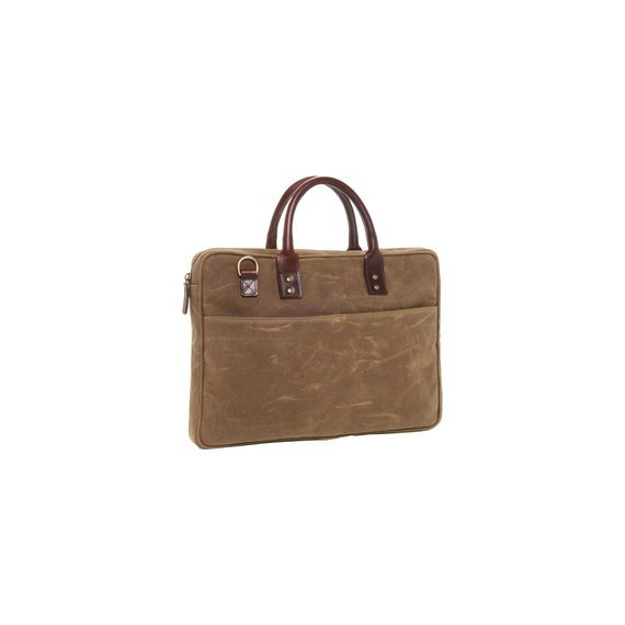 ONA The Kingston 15" Laptop Briefcase Waxed Cotton with Leather Accents (Field Tan)