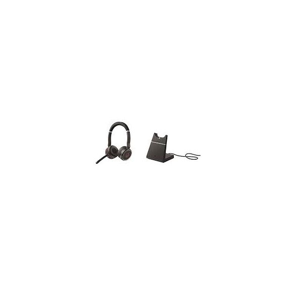Jabra Evolve 75 Stereo UC, Charging Stand, and Link 370 Bluetooth Headset