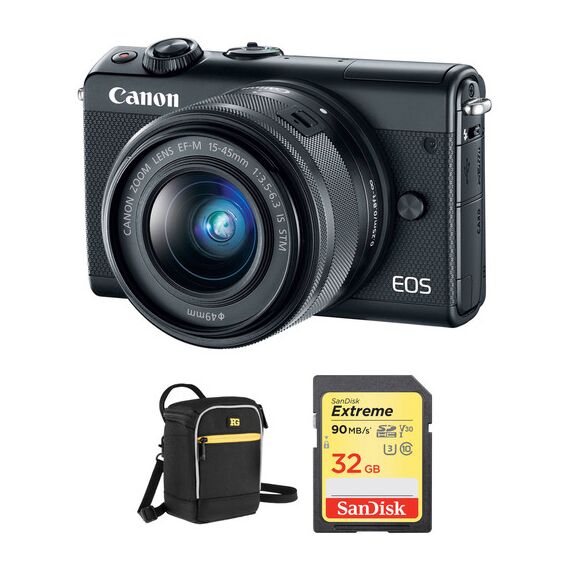 Canon EOS M100 Mirrorless Digital Camera with 15-45mm Lens and Accessories Kit (Black)