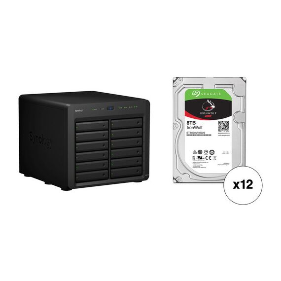 Synology DX1215 96TB 12-Bay NAS Expansion Unit Kit with Seagate NAS Drives (12 x 8TB)