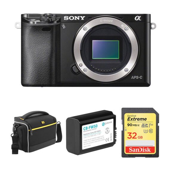 Sony Alpha a6000 Mirrorless Digital Camera Body with Accessory Kit (Black)