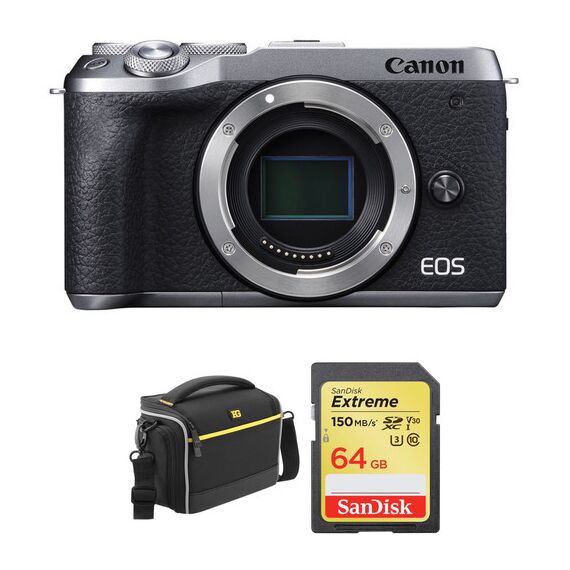 Canon EOS M6 Mark II Mirrorless Digital Camera Body with Accessories Kit (Silver)