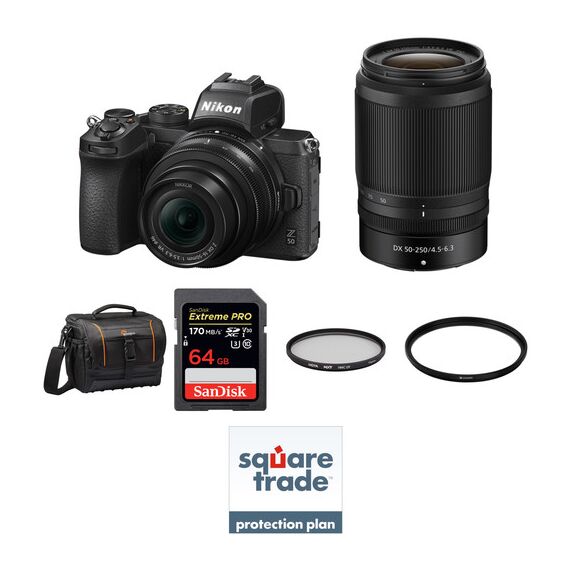 Nikon Z 50 Mirrorless Digital Camera with 16-50mm and 50-250mm Lenses Deluxe Kit