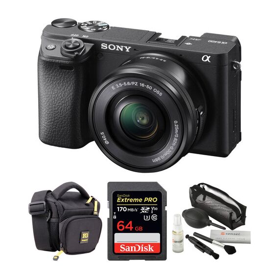 Sony Alpha a6400 Mirrorless Digital Camera with 16-50mm Lens and Accessories Kit