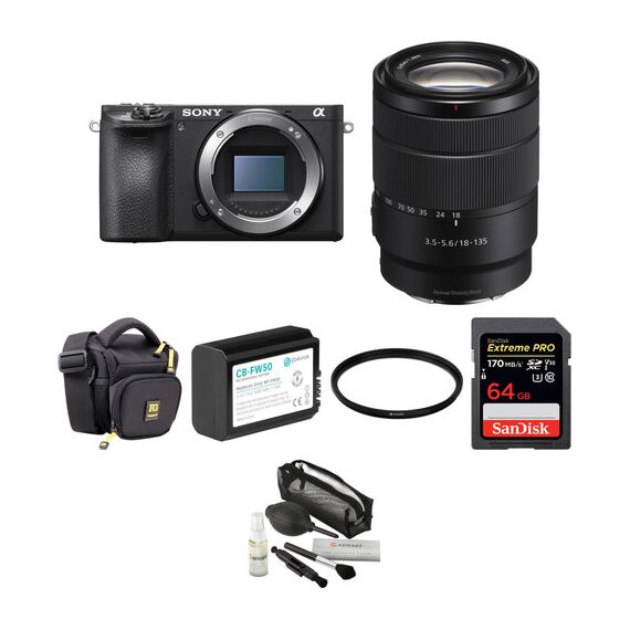 Sony Alpha a6500 Mirrorless Digital Camera with 18-135mm Lens and Accessories Kit