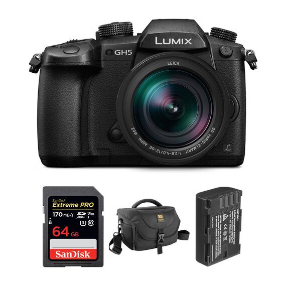 Panasonic Lumix DC-GH5 Mirrorless Micro Four Thirds Digital Camera with 12-60mm Lens and Accessories Kit